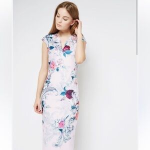Ted Baker London Floral Print Dress - Pink and Blue
